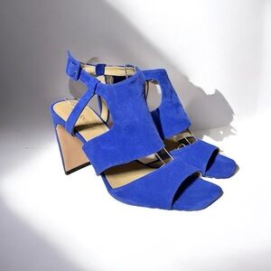 🌻Enzo Angiolini Trudy Blue Suede Heeled Sandal Pumps Women’s size 7.5M